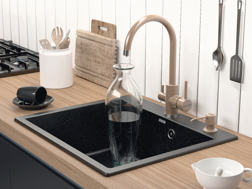 Кухонная мойка Paulmark KANTE 60 PM106052-BL 60х50 цвет черный - фото 3